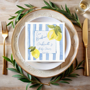 Ciao Bambino blue stripes lemons baby shower Napkin