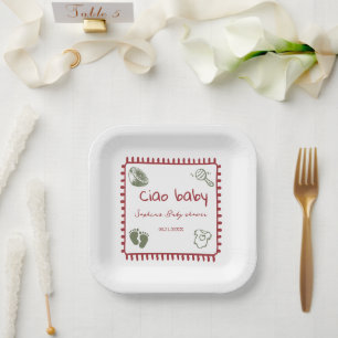 ciao bambino doodle baby pregnancy napkins paper plate