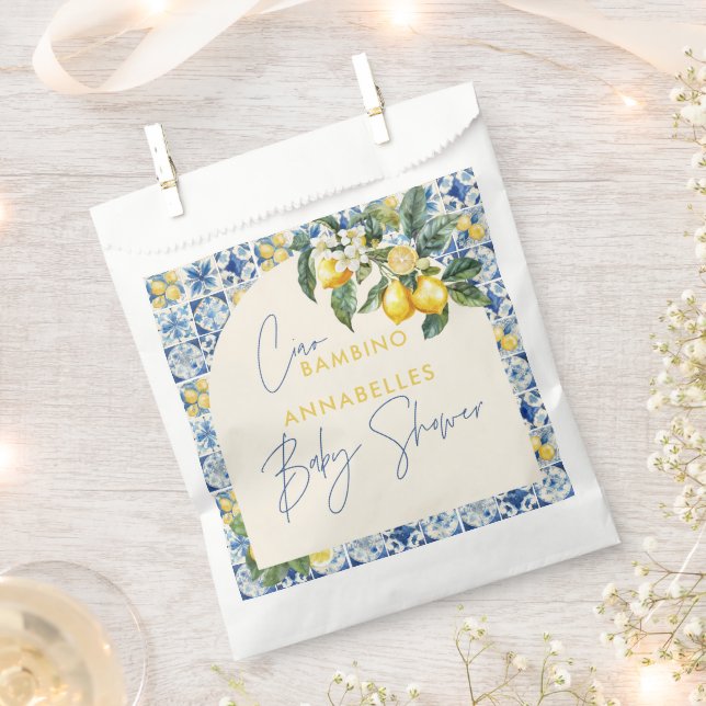 Ciao Bambino greek lemon baby shower Favour Bags (Clipped)