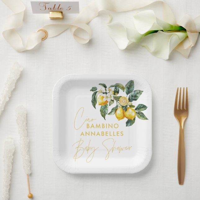 Ciao Bambino greek lemon baby shower Paper Plate (Wedding)