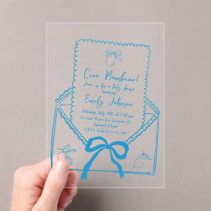 Ciao Bambino Hand Drawn Lemon Baby Shower Acrylic Invitations