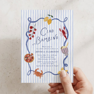 Ciao Bambino Hand Painted Italian Style Baby Showe Invitation