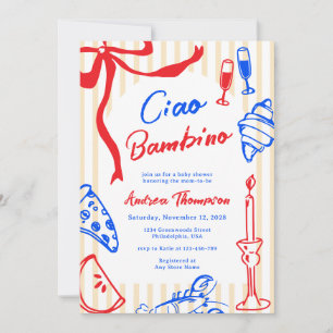 Ciao Bambino Italian Hand Drawn Baby Shower Invitation