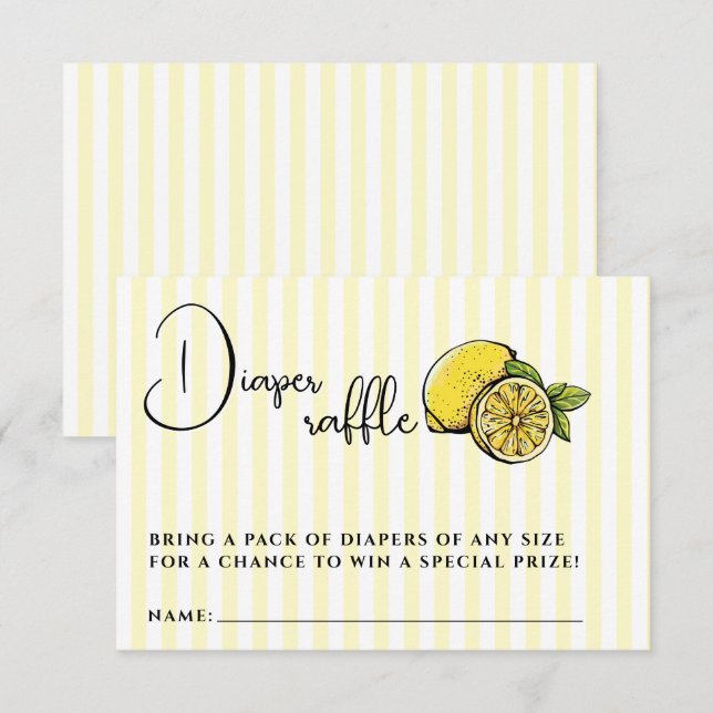 Ciao Bambino Lemon Baby Shower Diaper Raffle Enclosure Card (Front/Back)