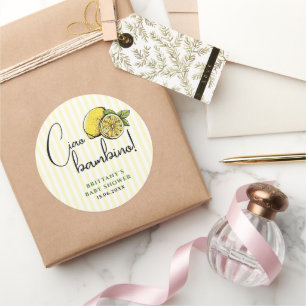 Ciao Bambino Lemon Italian Summer Baby Shower Classic Round Sticker