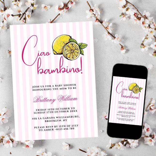 Ciao Bambino Lemon Italian Summer Baby Shower  Invitation (Creator Uploaded)