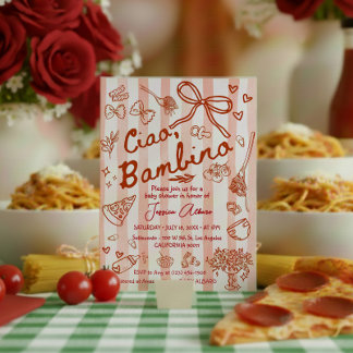 Ciao Bambino Red Baby Shower Invitation