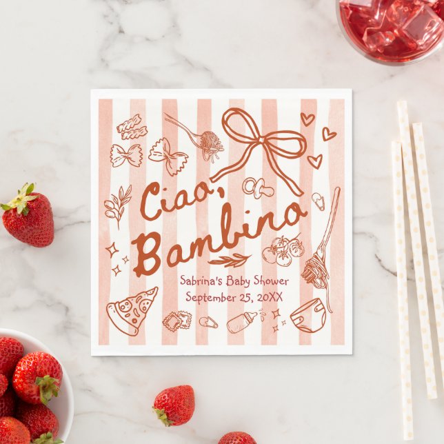 Ciao Bambino Red Colour Paper Napkin (Insitu)