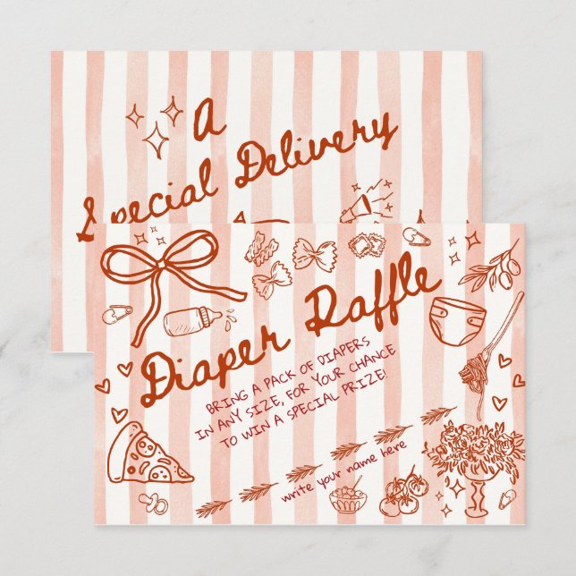 Ciao Bambino Red - Diaper Raffle Enclosure Card (Front/Back)