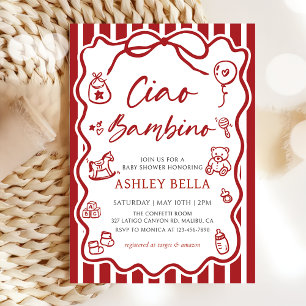 Ciao Bambino Whimsical Italian Baby Shower Invitation