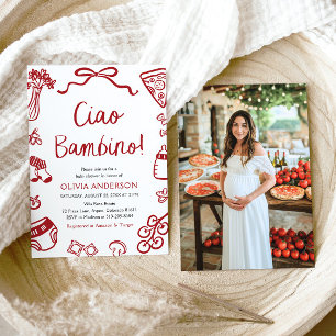 Ciao Bambino Whimsical Italian Pizza Baby Shower Invitation