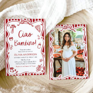 Ciao Bambino Whimsical Italian Pizza Baby Shower Invitation