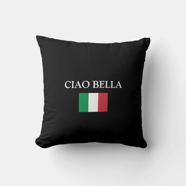 CIAO BELLA  Black ITALY FLAG Cushion (Front)