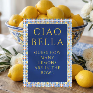 Ciao Bella Blue How Many Bridal Shower game card