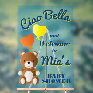 Ciao Bella boy baby shower Acrylic Sign