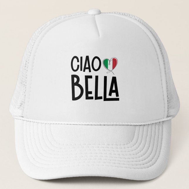 Ciao Bella– Cute Italy Heart Trucker Hat (Front)