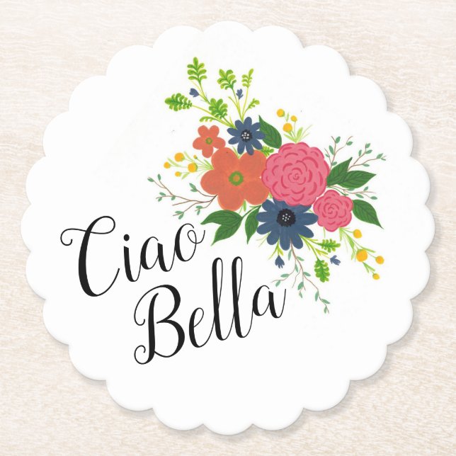 Ciao Bella floral coasters (Front)