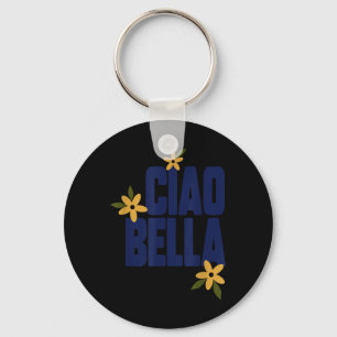 Ciao Bella Flowers Cute Vintage Graphic  Key Ring