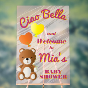 Ciao Bella girl baby shower  Acrylic Sign