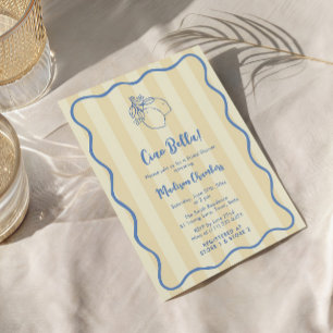 Ciao Bella Handwritten Yellow Blue Bridal Shower Invitation