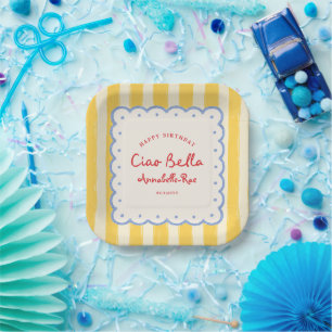 Ciao Bella Italian Birthday Custom Name Paper Plate
