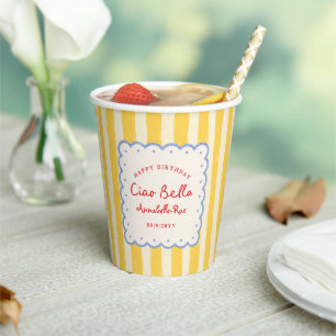Ciao Bella Italian Birthday Party Personalised Paper Cups