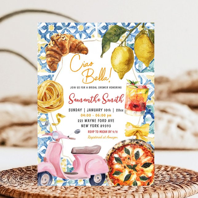 Ciao Bella Italian Dinner Theme Bridal Shower Invitation (Creator Uploaded)