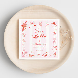 Ciao Bella Italian Hand Drawn Lemon Bridal Shower Napkin