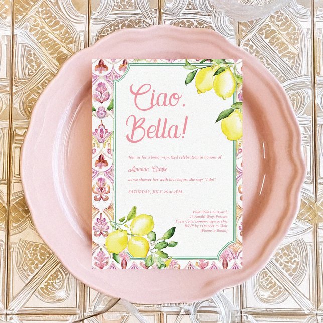Ciao Bella Italian Lemon Bridal Shower Invitation (Creator Uploaded)