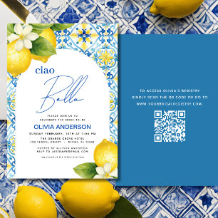 Ciao Bella Italian Lemon QR Code Bridal Shower Invitation