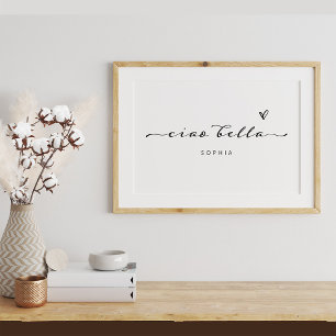 Ciao Bella Italian Modern Script with Heart Poster
