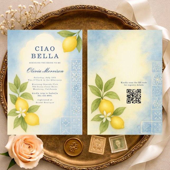 Ciao Bella Italian QR Code Bridal Shower Invitation (Creator Uploaded)