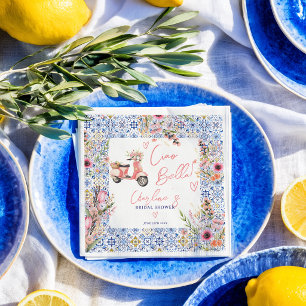 Ciao Bella Italian Scooter Floral Bridal Shower Napkin