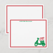 Ciao Bella Italian scooter Personalised Note Card