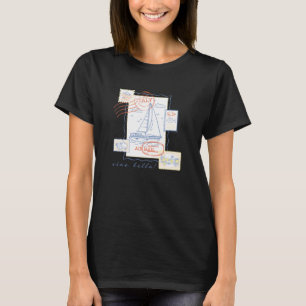 Ciao Bella Italian Seaside Stamps Vintge Tourist D T-Shirt