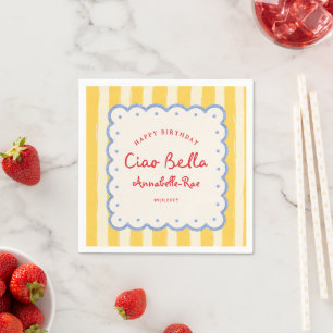 Ciao Bella Italian Stripe Birthday Custom Name Napkin