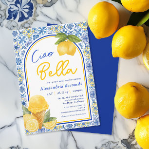 Ciao Bella Italian Tile Lemon Summer Bridal Shower Invitation