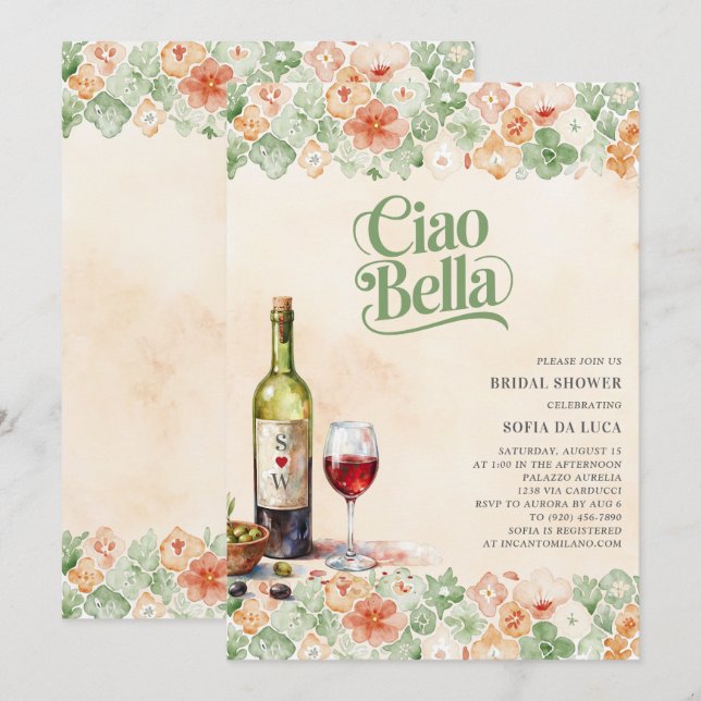 Ciao Bella Italian Tiles Bridal Shower Invitation (Front/Back)