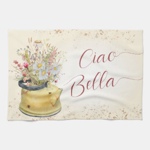 Ciao Bella Italian Wildflower Country Cottage Chic Tea Towel