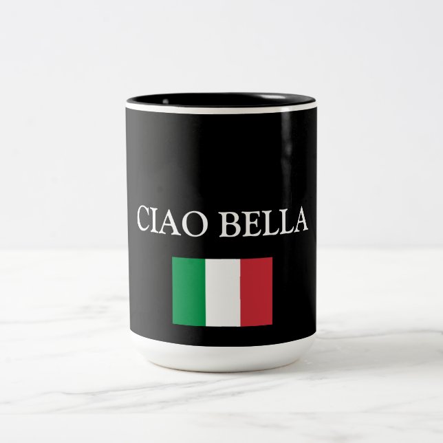 CIAO BELLA ITALY FLAG Two-Tone COFFEE MUG (Center)