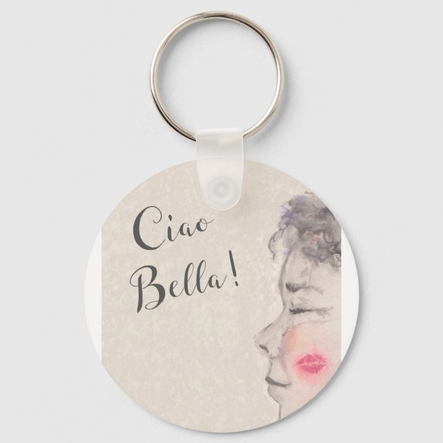 Ciao Bella Original Watercolor Key Ring (Front)