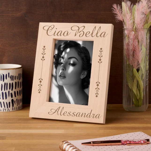 Ciao Bella Personalized Etched Frames (Ciao Bella Personalized Etched Wooden Frame - Charming Italian Gift)