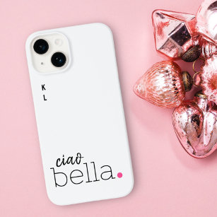 Ciao Bella Pink Dot Monogram Italian Black & White Case-Mate iPhone 14 Case