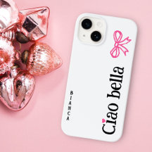 Ciao Bella Pink Heart Ribbon Name Italian Sketch