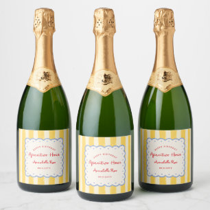 Ciao Bella Striped Italian Birthday Custom Name Sparkling Wine Label