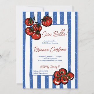 Ciao bella tomato blue Italian bridal shower Invitation