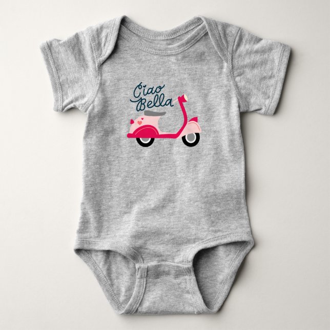 Ciao Bella Vespa Scooter Baby  Bodysuit (Front)