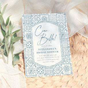 Ciao Bella Whimsical Italian Tiles Bridal Shower Invitation