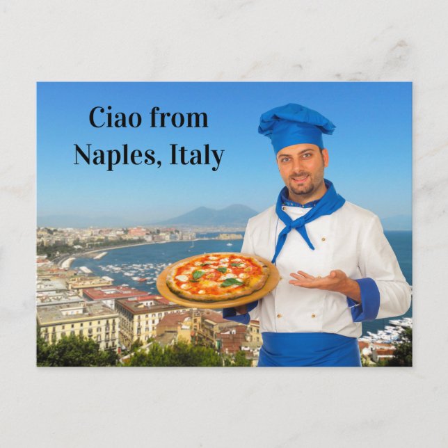 Ciao From Naples Italy Margherita Pizza Recipe Postcard (Front)