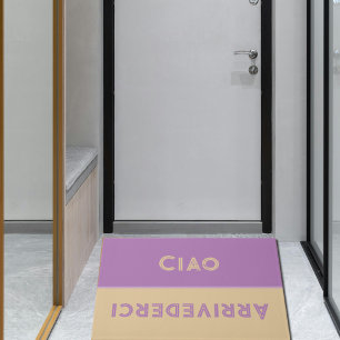 Ciao   - greetings in Italian beige&lavender Doormat
